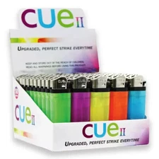 x1 CUE II Classic Lighters 50 Count, Assorted Colors, Regular Size, Long Lasting