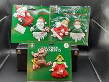  6 Clay Dough Ornaments - Reindeer-Angel / Santa x2 / Angel x2