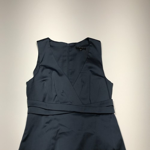Sisley Dress Womens Size 2** Blue Sleeveless Sheath Pencil V-Neck Casual Career - Picture 2 of 11