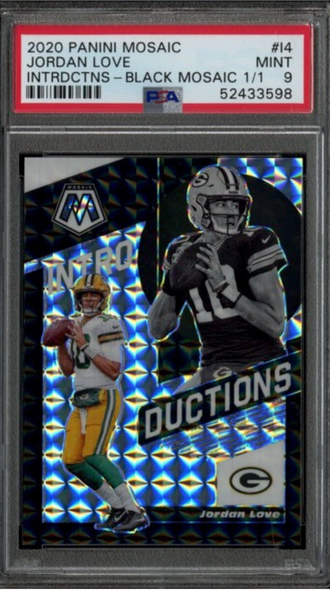 Jordan Love Panini Mosaic Introductions #I4 Black Mosaic 1/1