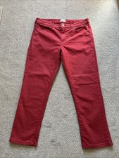 White Stuff Jeans Straight Crop Size 10 Rust Red Pink Stretch VGC Women’s