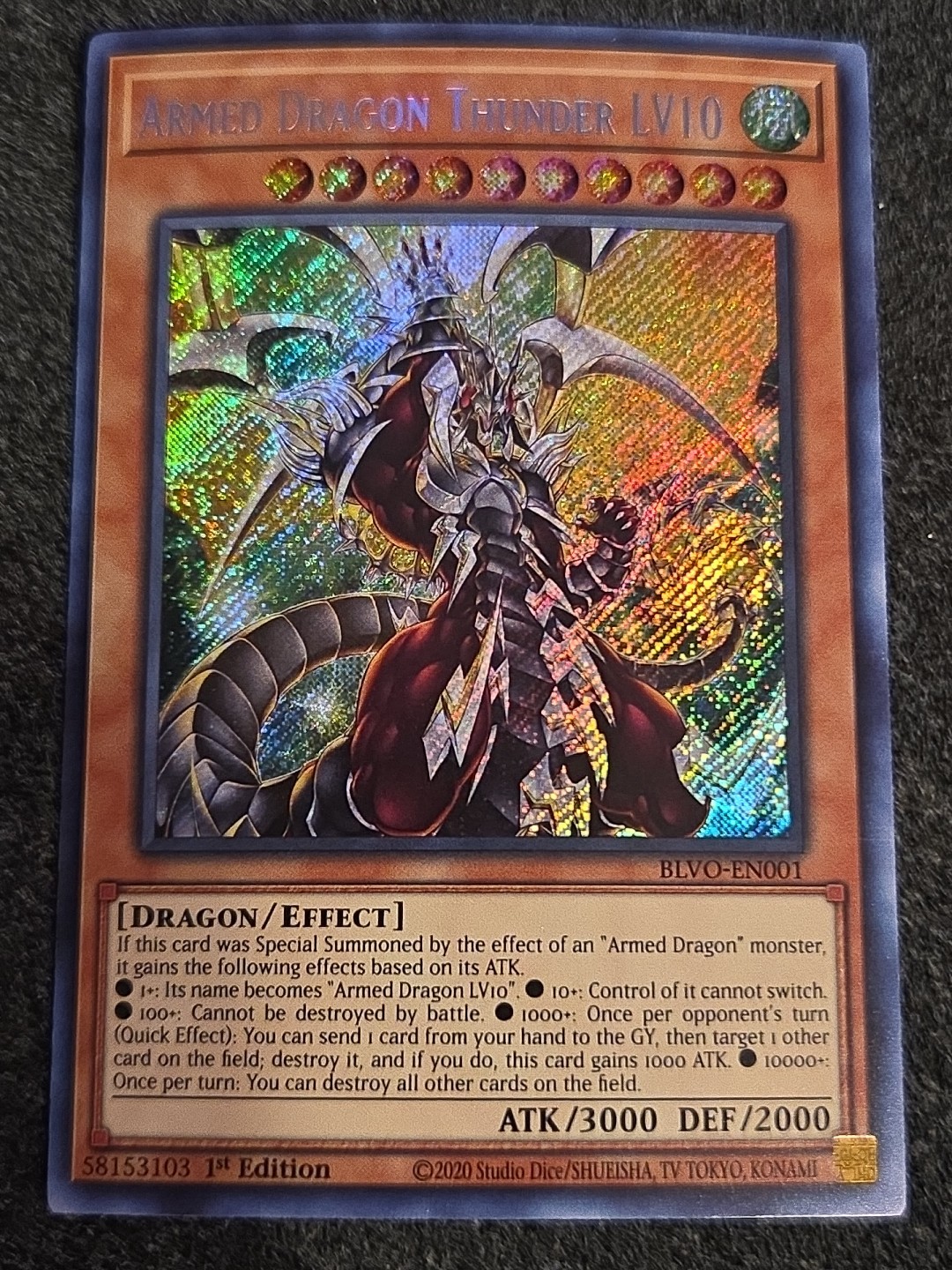 Yugioh!  Armed Dragon Thunder LV10 - BLVO-EN001 - Secret Rare - 1st Edition NM