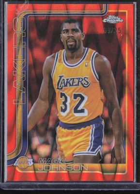 2025-26 Topps Chrome #244 Magic Johnson Orange Wave Refractor #/25