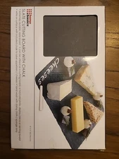 Home Basics Slate Cheese Platter Tray 8 x 12 Cutting Board Chalk Black NIB