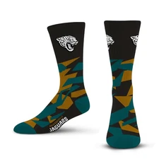 NFL JACKSONVILLE JAGUARS Shattered Camo Crew Sock Team Color Large