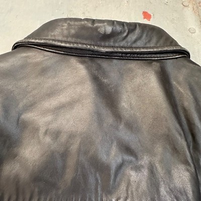 Polo Ralph Lauren Men's Black Plaid Lined Leather Jacket XXL 90s