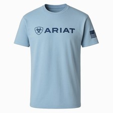 Ariat 10054195 Light Blue Heather Small Shield Flag T-Shirt