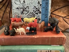 Vtg Lot of 13 Plastic Cows, Farm Zoo Animals Pigs Bear Elephant Donkey Dog
