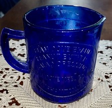Cobalt Blue Depression Advertising Glass Cream Dove Measuring Cup Binghamton NY