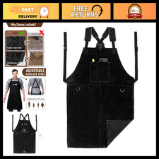 Heavy Duty Leather Welding Apron - Heat  Flame Resistant, Adjustable Fit for Me