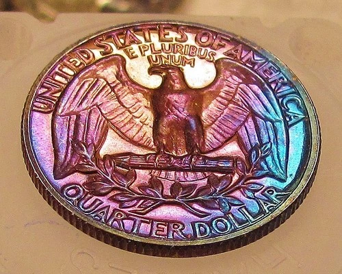 1962 Gem Proof Quarter 90% Silver Eye Candy  MONSTER   TONING  #220 ~ 8