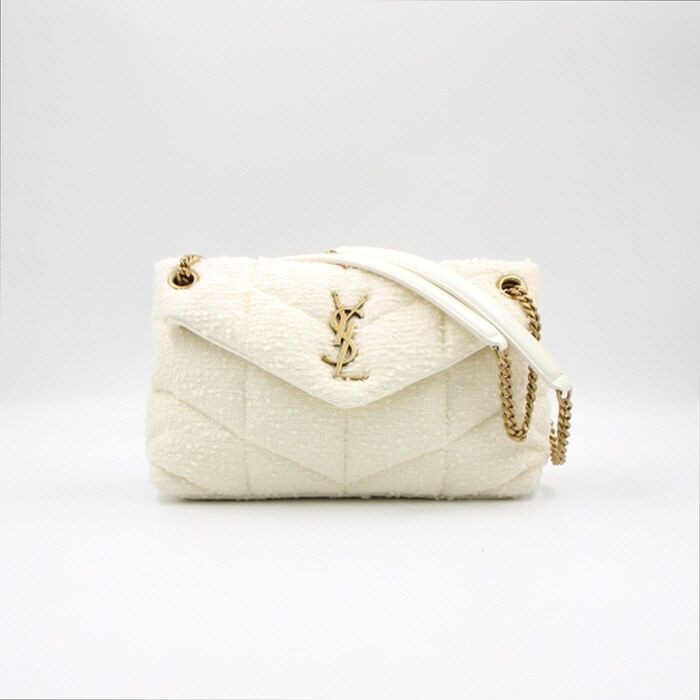 Saint Laurent Small Loulou Puffer Tweed Shoulder Bag with 152894571 [U]