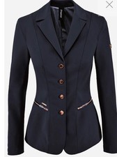 Chaqueta de competición Pikeur Paulin para dama azul marino oro rosa talla 44/16