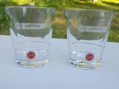 Lot (2)  Jameson Irish Whiskey, Red-Label, Rock Glasses, limited 8oz, 4'' Tall
