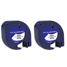 2 Pack Replacement Label Tape for  Black on White Plastic Label Tape H6W77253