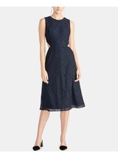 RACHEL RACHEL ROY Womens  Zippered Sleeveless Jewel Neck Midi Party Sheath Dress