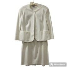Bleyle Womens Cream Skirt Suit Set Jacket 16 Skirt 18 Collarless Made in USA
