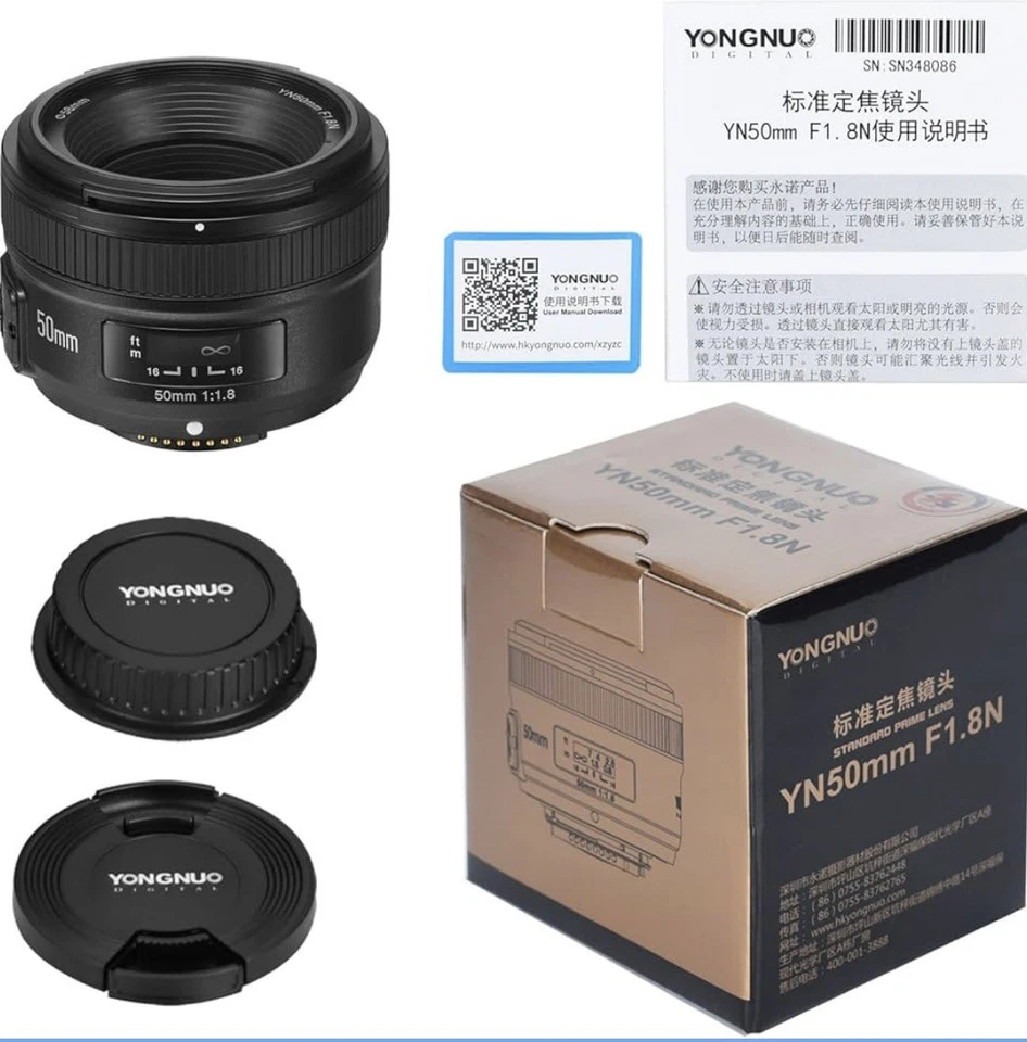 YONGNUO YN50mm F1.8N Standard Prime Lens Large Aperture Auto Manual Focus AF ... - Image 3 of 4