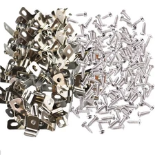 200 Pcs Fence Wire Clamps with 200 Pcs Screws, Stainless Steel Wire Clips Mou...