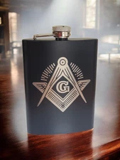 Masonic 8 oz. Stainless Steel Hip Flask - Freemason Pocket Flask -  Classic