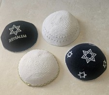 4 Pack Knitted Kippot Yarmulkes – Mixed Styles – Brand New