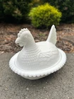 VTG Indiana Glass White Milk Glass Hen on Nest Covered Dish – 7” see description