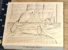 Rubber Stamp,house Mouse BW,slurp N Chirp Spaghetti,Stampa Rosa,(B209) 