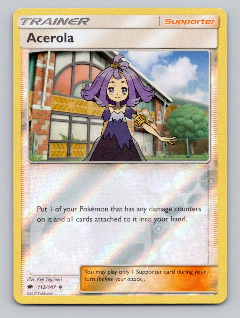 Reverse Holo Acerola 112/147 Uncommon SM - Burning Shadows Pokemon
