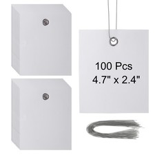 100Pcs Waterproof Blank Plastic Shipping Tags with Wire 3 1/2" x 2 4/5", White