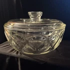 Rare Vintage Pyrex Glass Casserole Dish Indented Circles with Lid - clear 9"