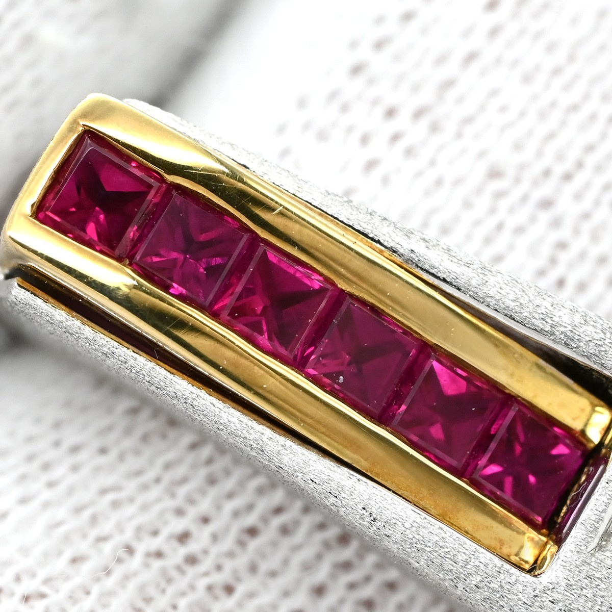 Ring ring Ruby 0.6ct Earring K18WG Ruby diamond W… - image 6