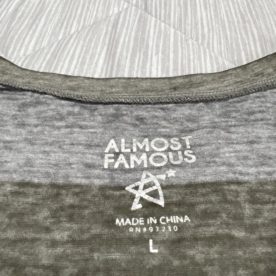 Almost Famous Shirt Womens Large Gray Green Stretch Lightweight V-Neck - Image 4 of 4