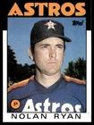 1986 Topps Baseball Card Nolan Ryan Houston Astros #100 NM