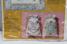 Vtg Creative Circle 1985 4" x 6" Sentimental Sacks Counted Cross Stitch Kit 1960