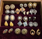 VTG CLIP ON EARRINGS Estate Costume Jewelry Emerson Avon Unmarked  16 Pc Lot