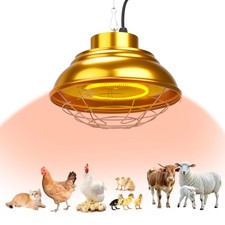 Large Heat Lamp for Chickens Coop, 400 Watt Chicken Coop Heater, Two-Stage Te...