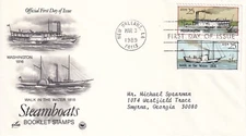 STAMP US SCOTT 2408 "Steamboat-Washington 1816" 25 CENT FDC 1989 - B