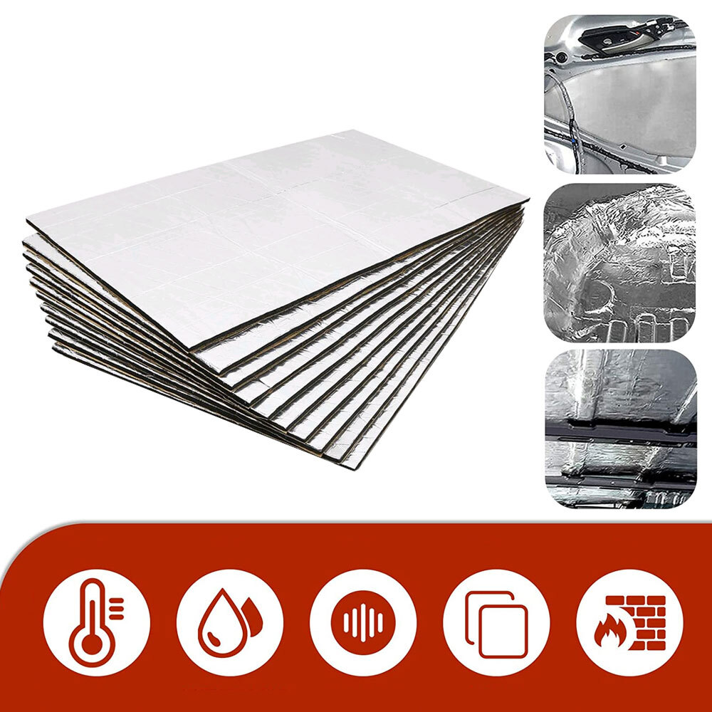 10pcs 5mm Sound Deadener Heat Insulation Mats Car Hood Insulation