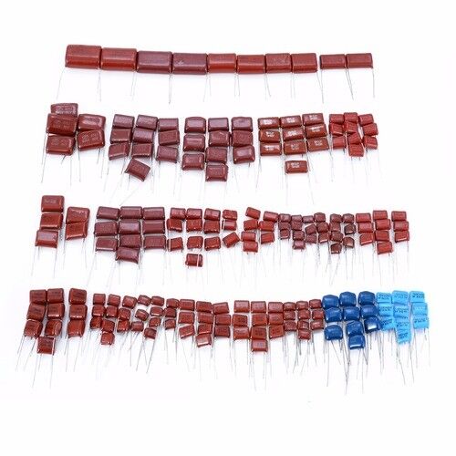 200pcs 0.001uf~2.2uf 630V 25 Values CBB Metal Film Capacitors Assortment Kit