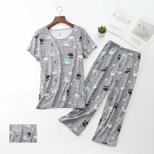 Womens Capri Set Sleepwear Pajamas Woman Sleep Nightshirt Home wear Nightwear Pj - Picture 57 of 123