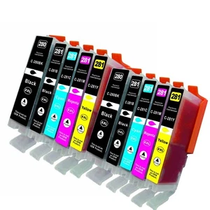 10PK Ink Cartridge for PGI-280 XXL CLI-281 XXL, Canon PIXMA TR7520 TR8520 TR8620