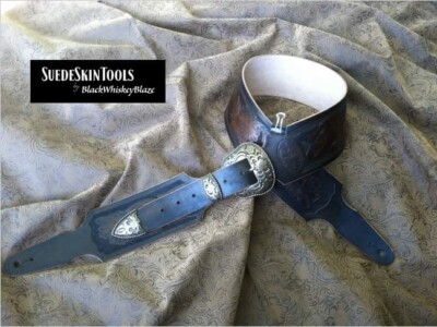 Custom Tooled/Carved Sheridan Style Floral Leather Guitar Strap Hand Crafted 3in