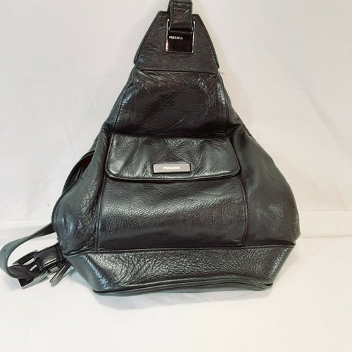 Perlina Black Leather Backpack Sling 