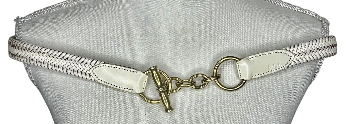 Genuine Leather Belt Braided White Woven Multi Loop Real Leather Belt Womens classic-braided-equestrian-  main image 3