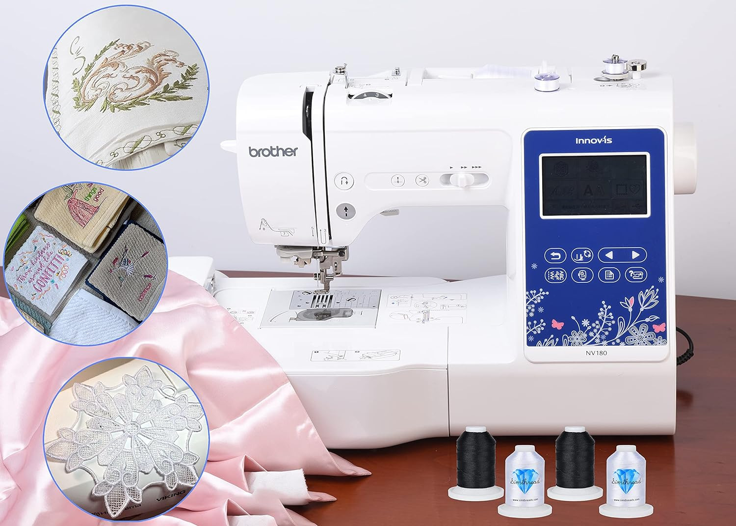 40 Spools, 20 White + 20 Black, Polyester Embroidery Machine Thread 500M (550Y)
