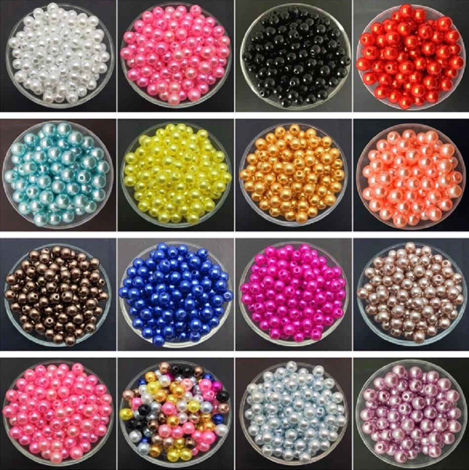 PEARL BEADS -200 X 4mm 100 x 6mm 50 x 8mm or 30 x 10mm Buy 3 Get 3 FREE Add 6