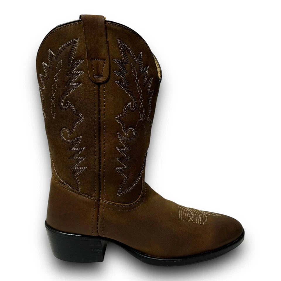 Botas vaqueras occidentales Dan Post de cuero marrón juvenil talla 4,5 EE. UU. DPC3003 Foto 4 de 4