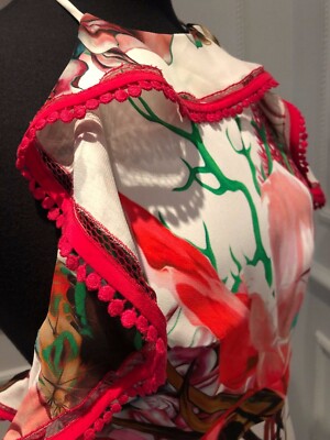 ROBERTO CAVALLI Taj Coral Print Halter Summer dress in White