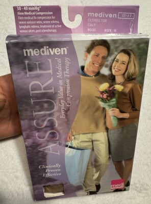 Mediven Assure Compression Stockings 30-40 Sz M Beige Calf CT New