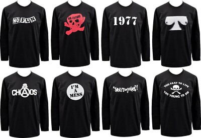 Mens SEDITIONARIES Punk Long Sleeve T-Shirt Too Fast to Live No